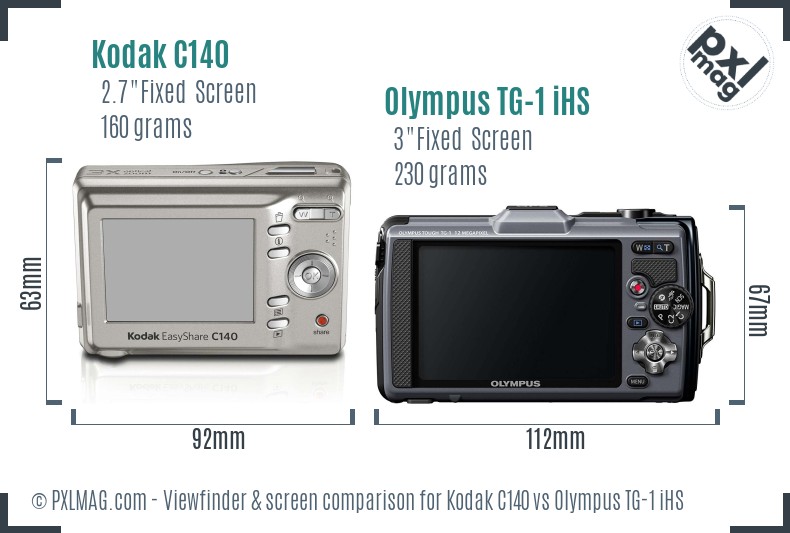 Kodak C140 vs Olympus TG-1 iHS Screen and Viewfinder comparison