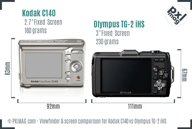 Kodak C140 vs Olympus TG-2 iHS Screen and Viewfinder comparison