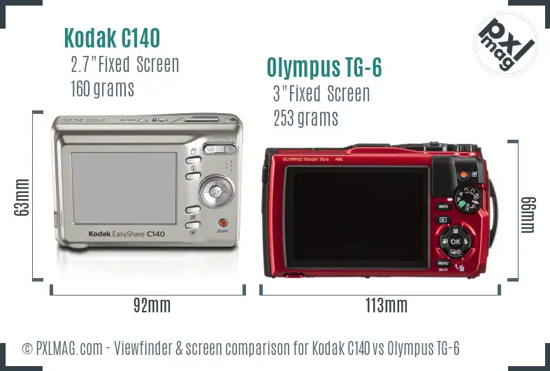 Kodak C140 vs Olympus TG-6 Screen and Viewfinder comparison Kodak C140 vs Olympus TG-6 Screen and Viewfinder comparison