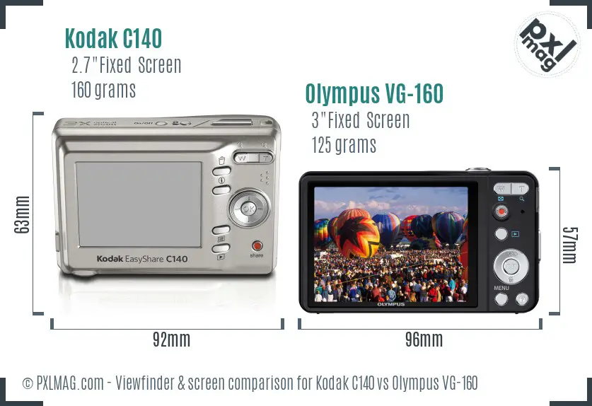 Kodak C140 vs Olympus VG-160 Screen and Viewfinder comparison