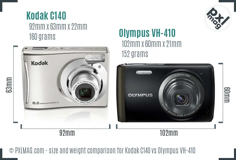 Kodak C140 vs Olympus VH-410 size comparison