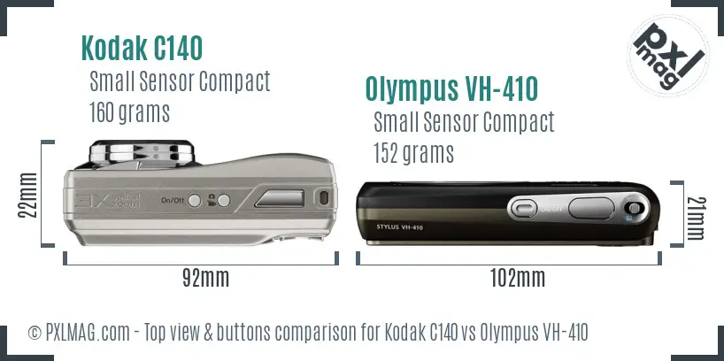 Kodak C140 vs Olympus VH-410 top view buttons comparison