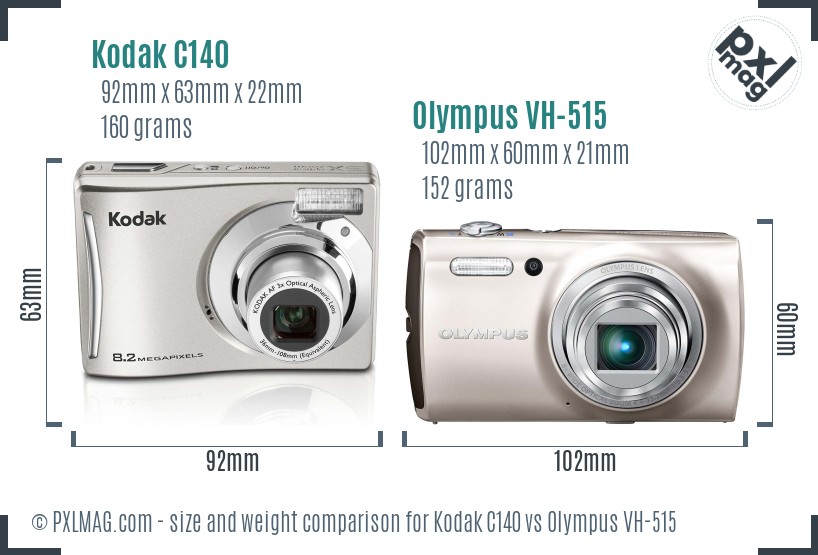 Kodak C140 vs Olympus VH-515 size comparison