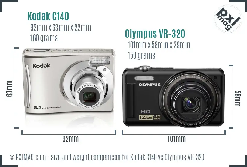 Kodak C140 vs Olympus VR-320 size comparison