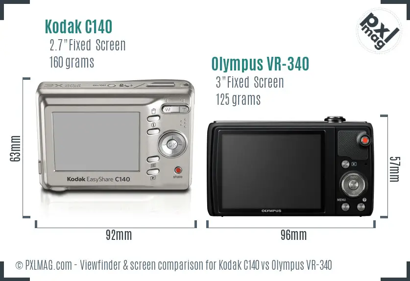 Kodak C140 vs Olympus VR-340 Screen and Viewfinder comparison