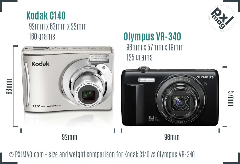 Kodak C140 vs Olympus VR-340 size comparison