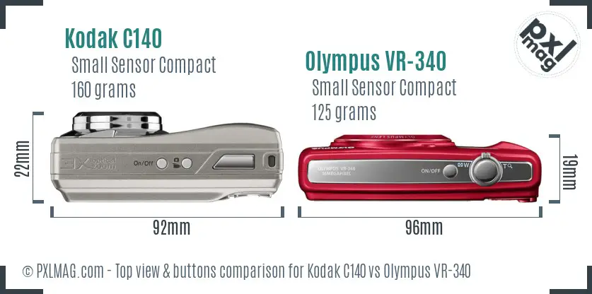 Kodak C140 vs Olympus VR-340 top view buttons comparison