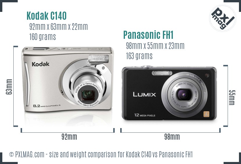 Kodak C140 vs Panasonic FH1 size comparison Kodak C140 vs Panasonic FH1 size comparison