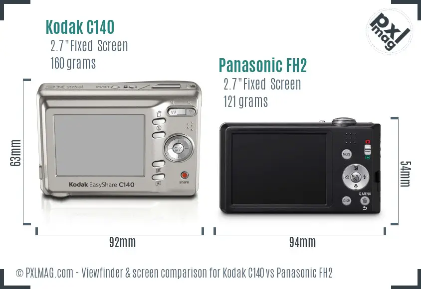 Kodak C140 vs Panasonic FH2 Screen and Viewfinder comparison