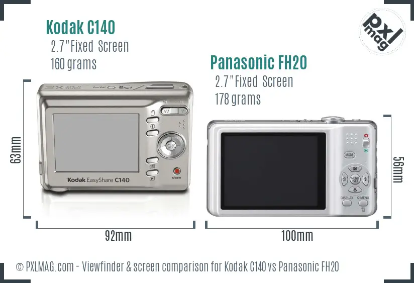 Kodak C140 vs Panasonic FH20 Screen and Viewfinder comparison