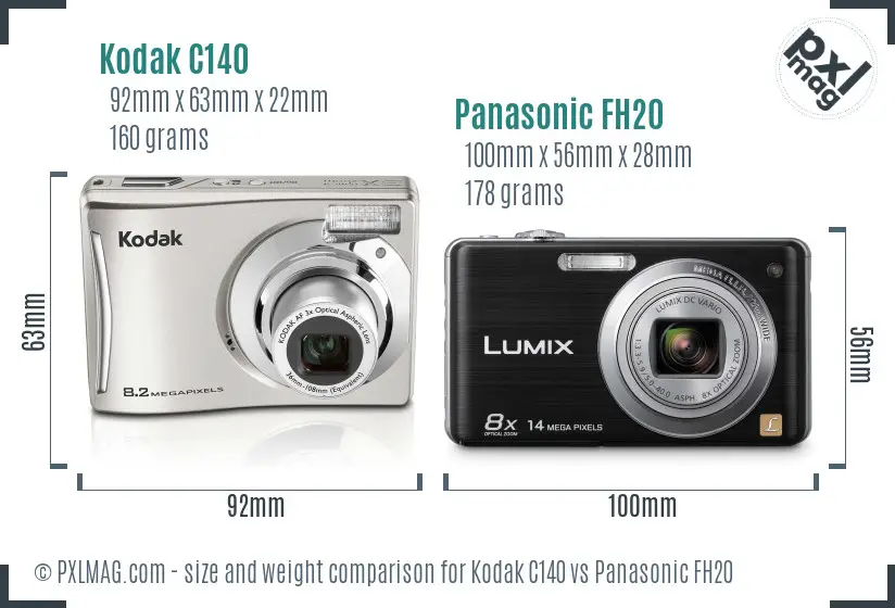 Kodak C140 vs Panasonic FH20 size comparison