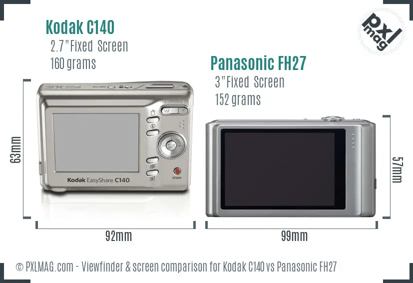 Kodak C140 vs Panasonic FH27 Screen and Viewfinder comparison