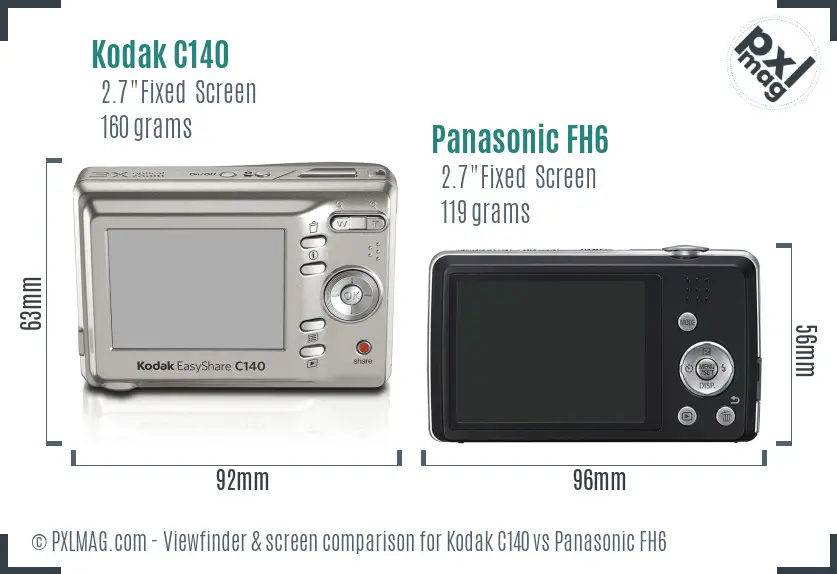 Kodak C140 vs Panasonic FH6 Screen and Viewfinder comparison Kodak C140 vs Panasonic FH6 Screen and Viewfinder comparison