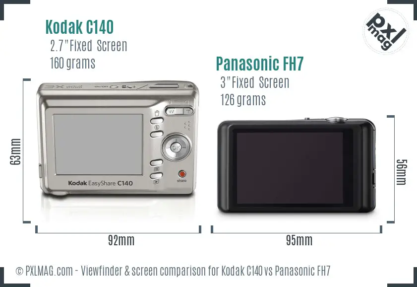 Kodak C140 vs Panasonic FH7 Screen and Viewfinder comparison