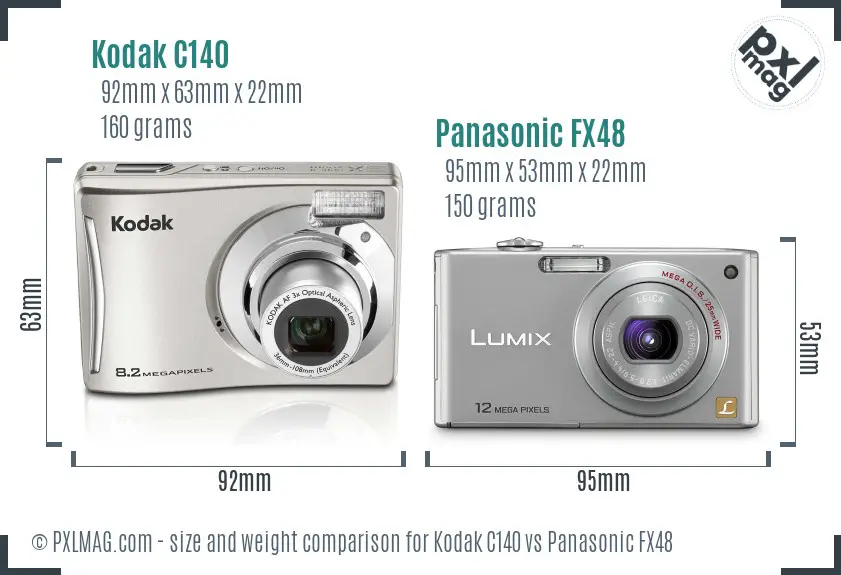 Kodak C140 vs Panasonic FX48 size comparison Kodak C140 vs Panasonic FX48 size comparison