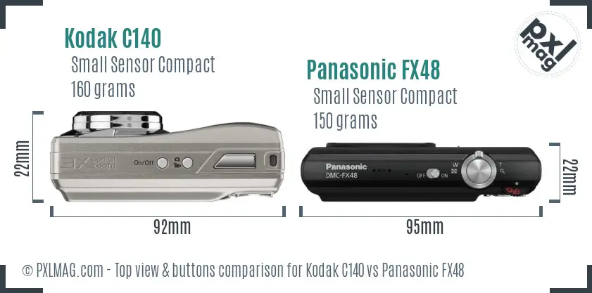 Kodak C140 vs Panasonic FX48 top view buttons comparison