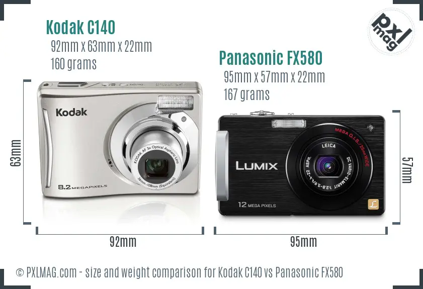 Kodak C140 vs Panasonic FX580 size comparison