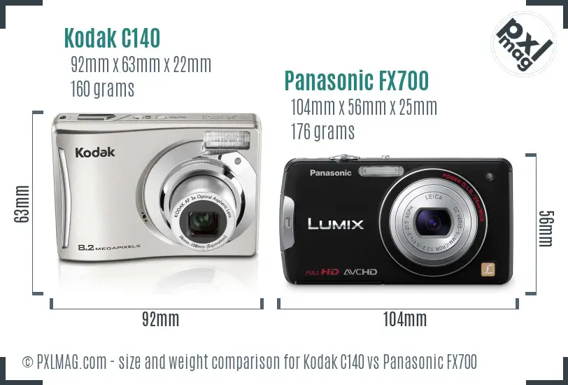 Kodak C140 vs Panasonic FX700 size comparison