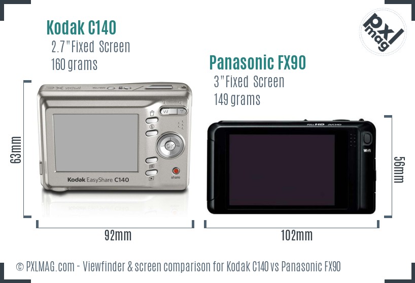 Kodak C140 vs Panasonic FX90 Screen and Viewfinder comparison
