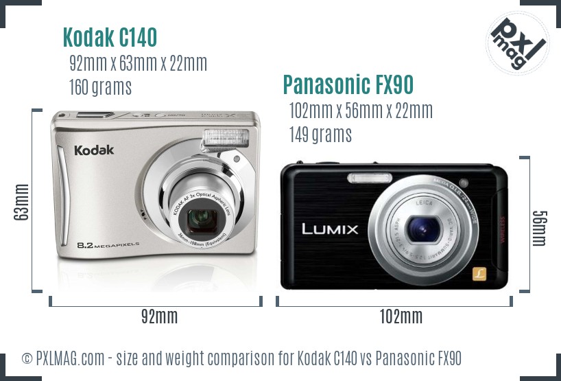 Kodak C140 vs Panasonic FX90 size comparison Kodak C140 vs Panasonic FX90 size comparison