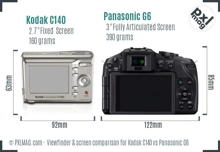 Kodak C140 vs Panasonic G6 Screen and Viewfinder comparison
