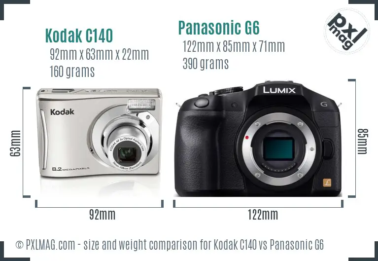 Kodak C140 vs Panasonic G6 size comparison