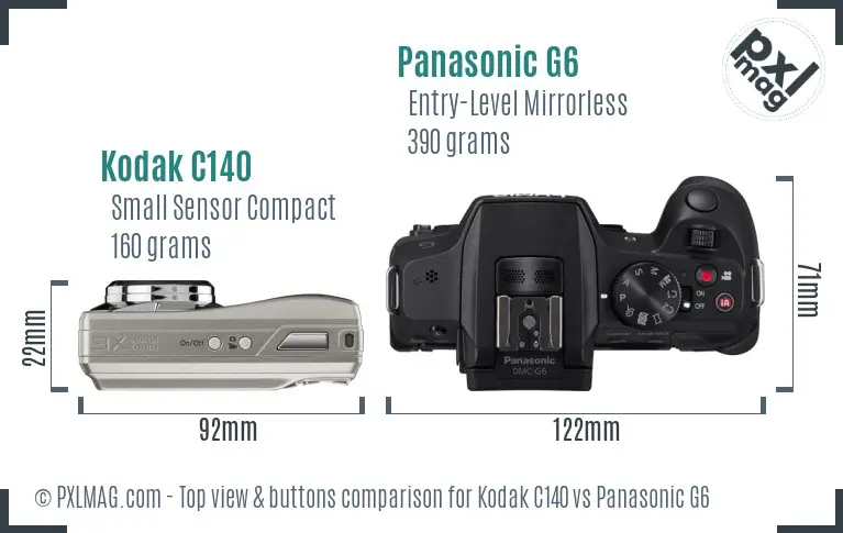 Kodak C140 vs Panasonic G6 top view buttons comparison