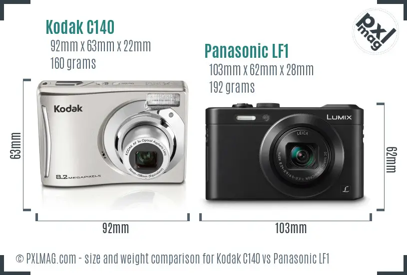 Kodak C140 vs Panasonic LF1 size comparison