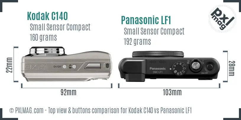 Kodak C140 vs Panasonic LF1 top view buttons comparison
