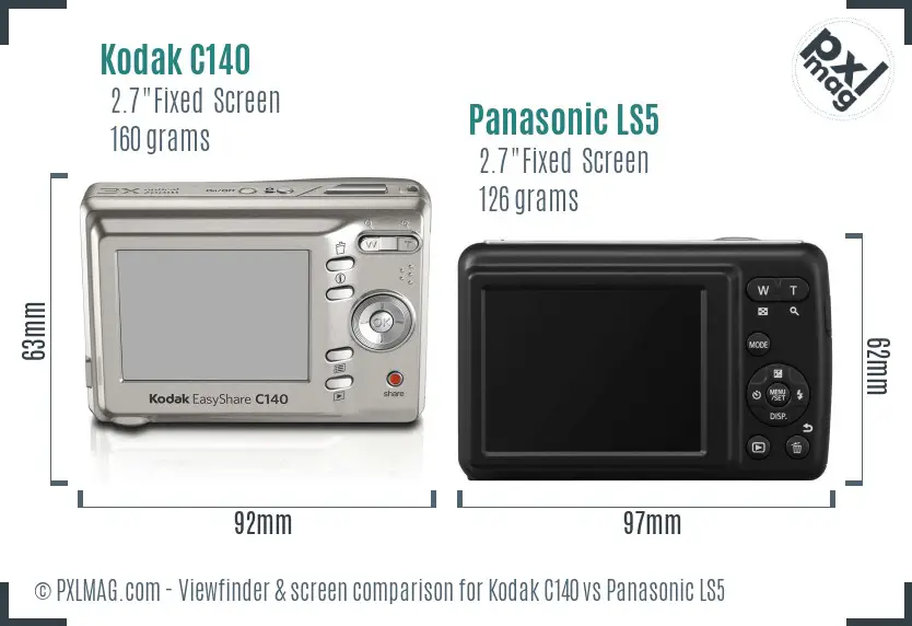 Kodak C140 vs Panasonic LS5 Screen and Viewfinder comparison