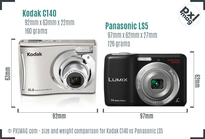 Kodak C140 vs Panasonic LS5 size comparison