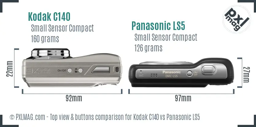 Kodak C140 vs Panasonic LS5 top view buttons comparison