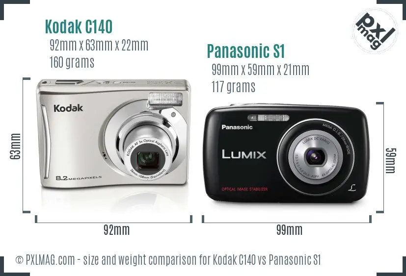 Kodak C140 vs Panasonic S1 size comparison