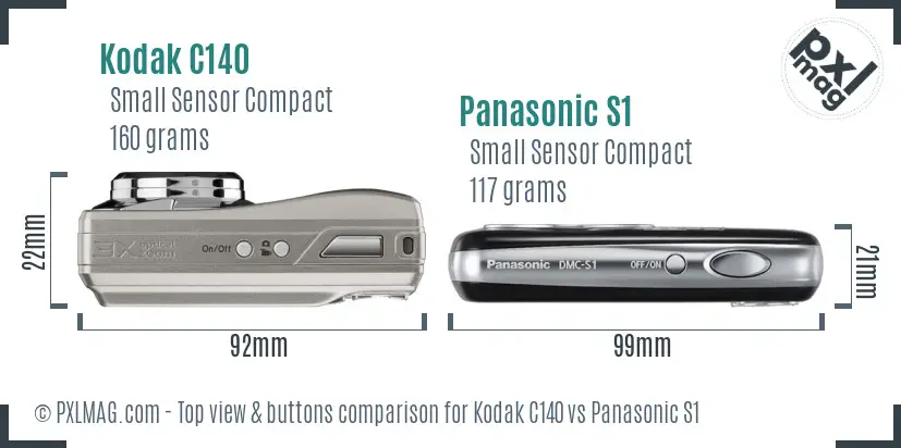 Kodak C140 vs Panasonic S1 top view buttons comparison