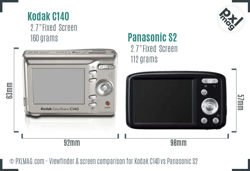 Kodak C140 vs Panasonic S2 Screen and Viewfinder comparison