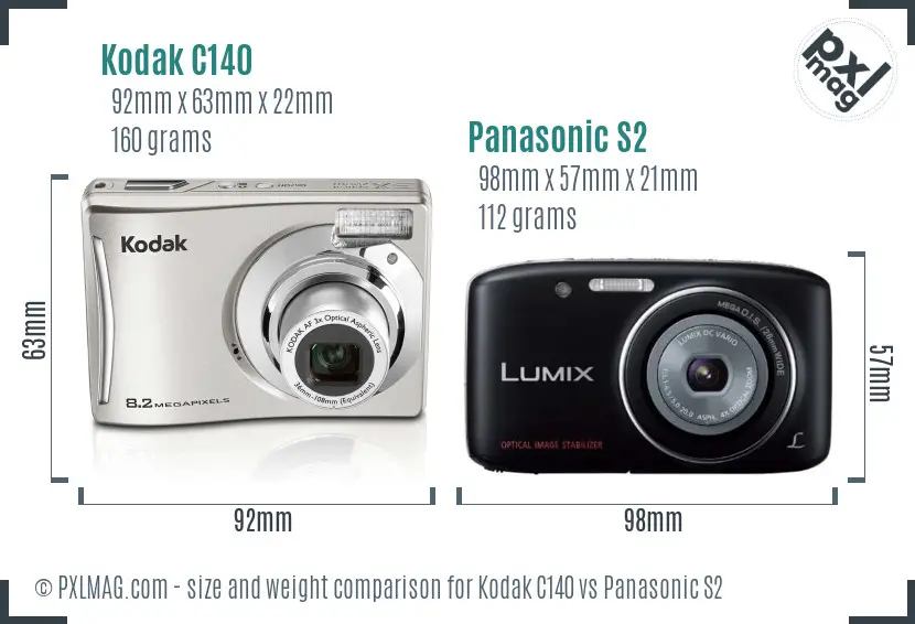 Kodak C140 vs Panasonic S2 size comparison