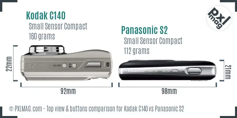 Kodak C140 vs Panasonic S2 top view buttons comparison