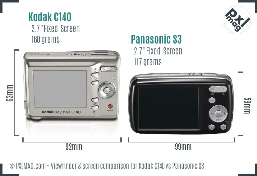 Kodak C140 vs Panasonic S3 Screen and Viewfinder comparison