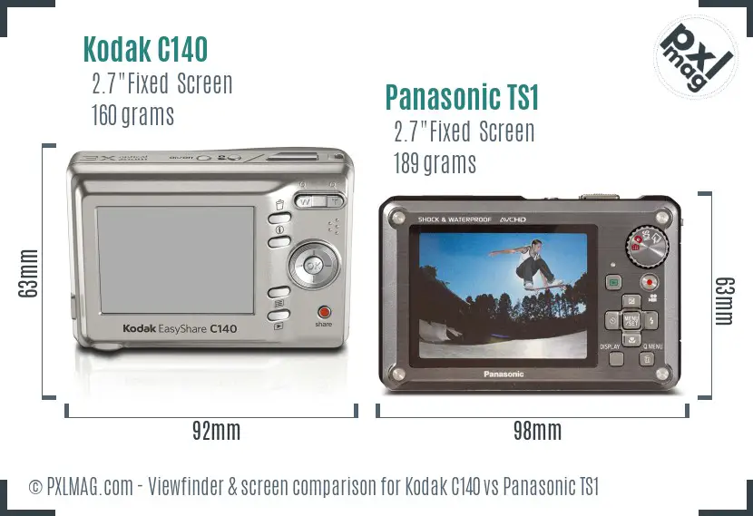 Kodak C140 vs Panasonic TS1 Screen and Viewfinder comparison Kodak C140 vs Panasonic TS1 Screen and Viewfinder comparison