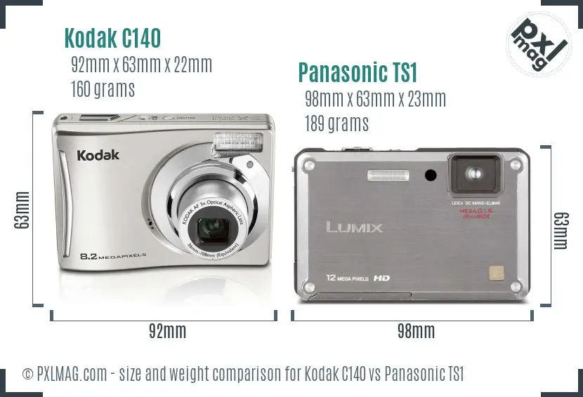 Kodak C140 vs Panasonic TS1 size comparison Kodak C140 vs Panasonic TS1 size comparison
