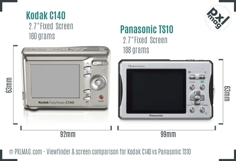 Kodak C140 vs Panasonic TS10 Screen and Viewfinder comparison