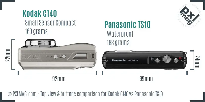 Kodak C140 vs Panasonic TS10 top view buttons comparison