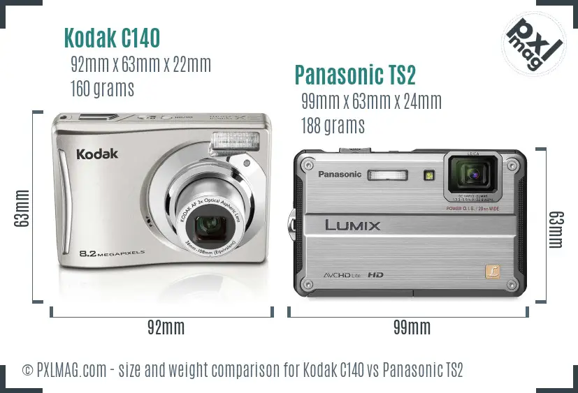 Kodak C140 vs Panasonic TS2 size comparison Kodak C140 vs Panasonic TS2 size comparison