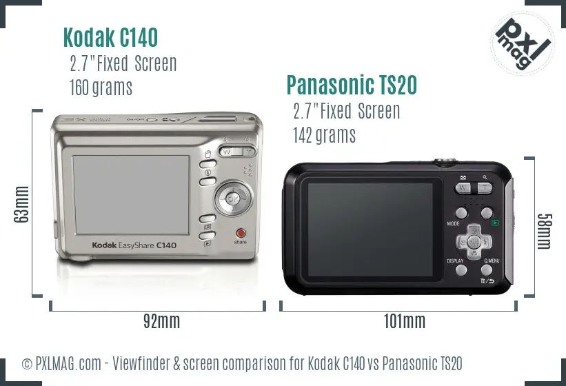 Kodak C140 vs Panasonic TS20 Screen and Viewfinder comparison