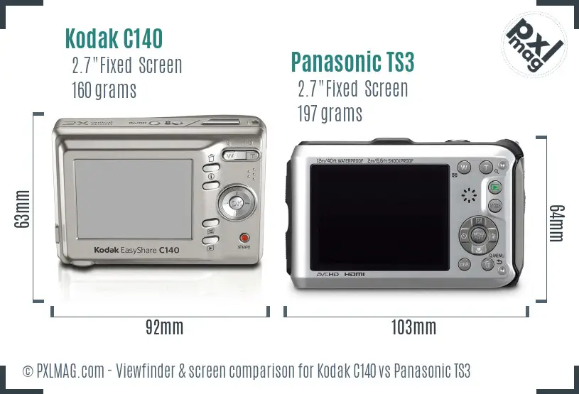 Kodak C140 vs Panasonic TS3 Screen and Viewfinder comparison
