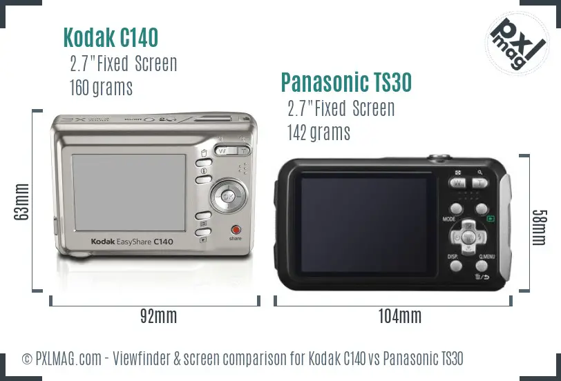 Kodak C140 vs Panasonic TS30 Screen and Viewfinder comparison