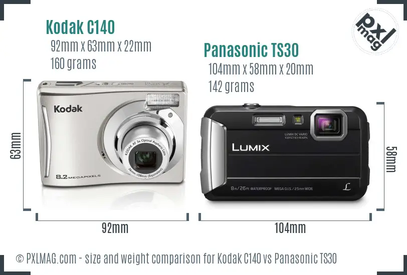 Kodak C140 vs Panasonic TS30 size comparison Kodak C140 vs Panasonic TS30 size comparison