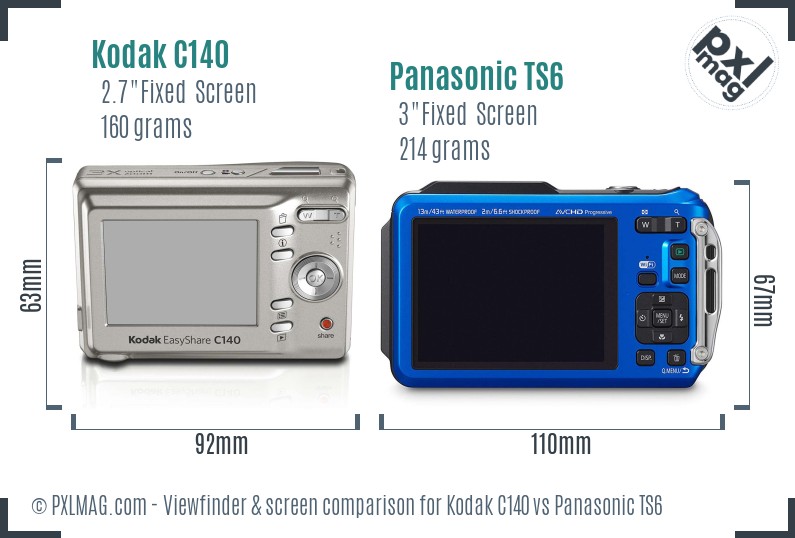 Kodak C140 vs Panasonic TS6 Screen and Viewfinder comparison