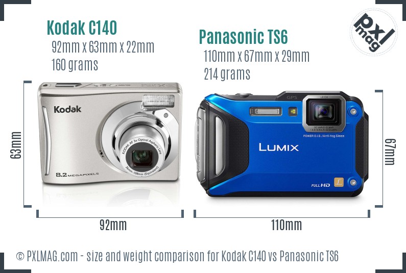 Kodak C140 vs Panasonic TS6 size comparison Kodak C140 vs Panasonic TS6 size comparison