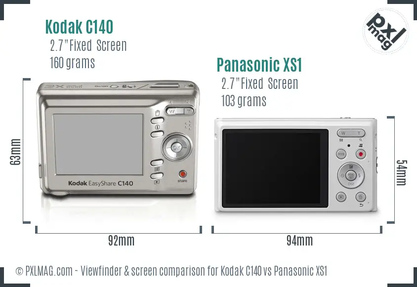 Kodak C140 vs Panasonic XS1 Screen and Viewfinder comparison